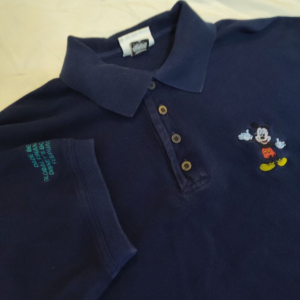 Walt Disney World Mickey Navy Blue Polo Shirt Size XL Made In USA
